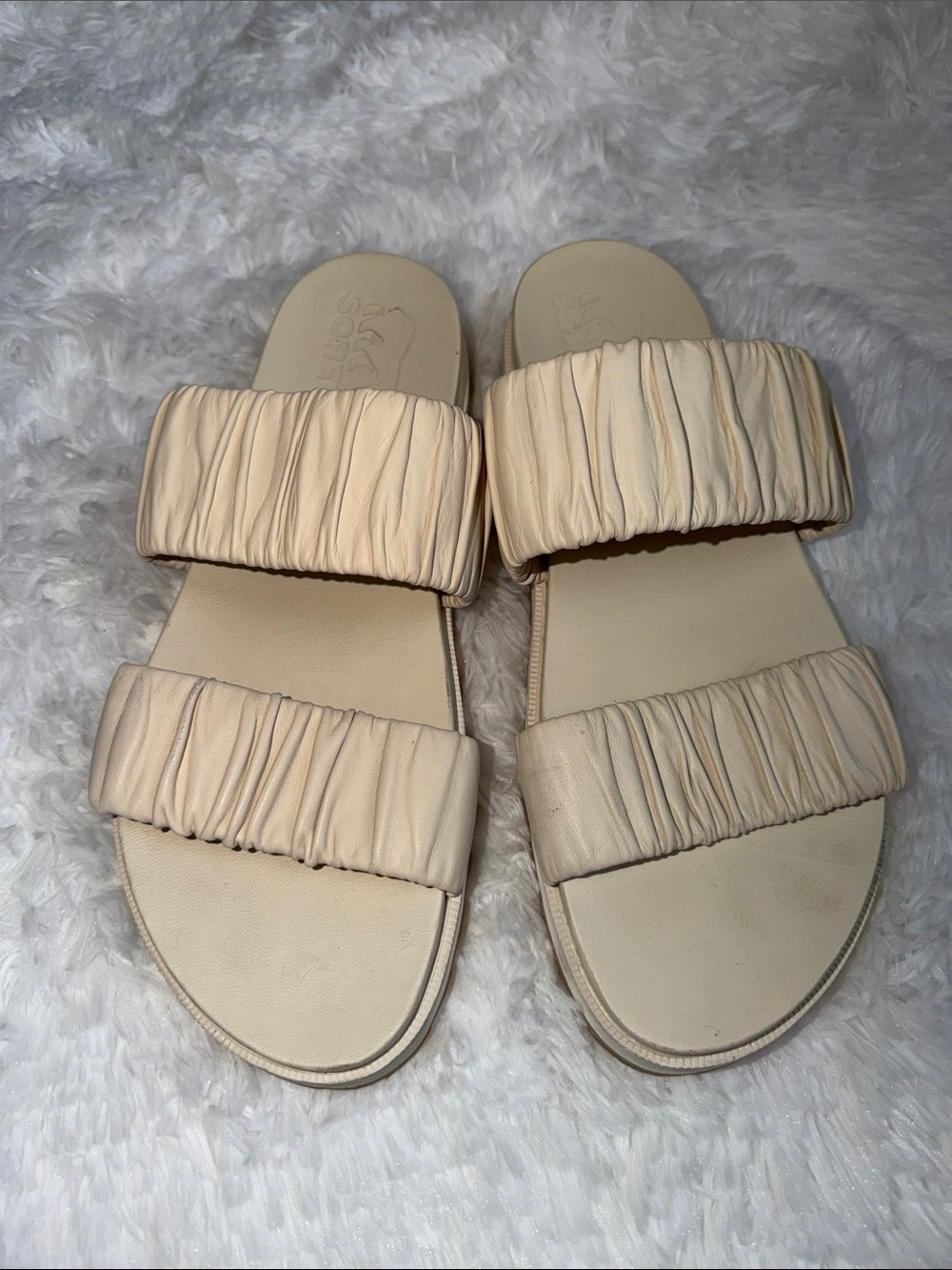 Sorel Cream Ruched Double-Strap Slide Sandals - Women
